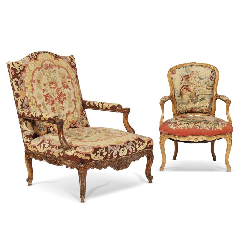 Grande poltrona, in stile francese, sec. XVIII