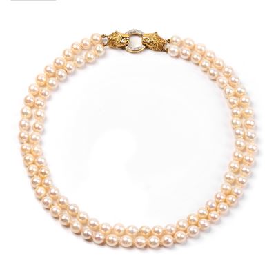Collana Girocollo in Oro 18kt, Diamanti e Perle
