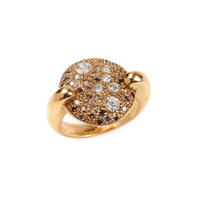 Anello in Oro Giallo 18kt, Diamanti e Pietre Preziose