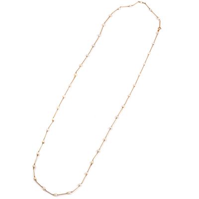 Lunga Collana, in Oro Giallo 18kt e Perle