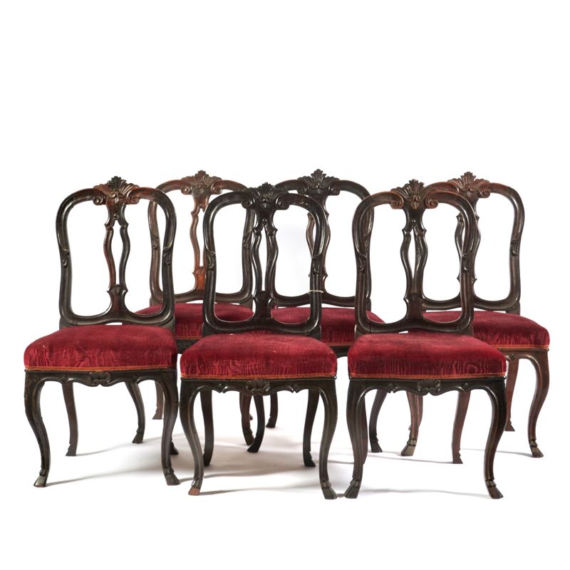 Sei sedie, Lombardia, sec. XVIII