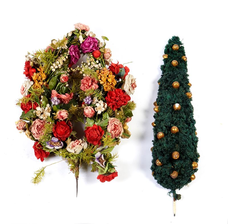 Mazzo di fiori e sei alberelli, sec. XIX