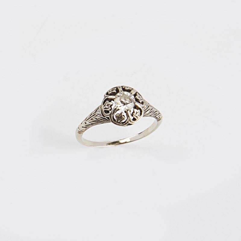 Anello in Oro Bianco 18kt e Diamante