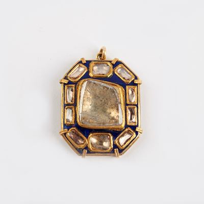 Pendente in Oro Giallo 18kt Diamanti e Smalto