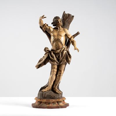 Anonimo, San Sebastiano, scultura in legno policromo, cm 74