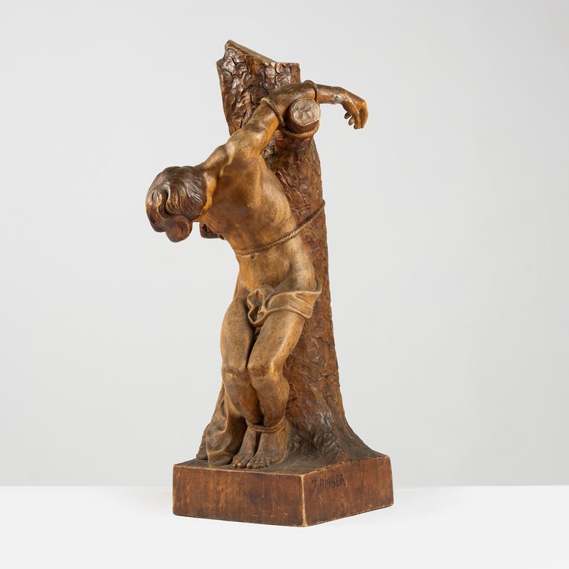 J. Blaser, San Sebastiano, scultura in legno