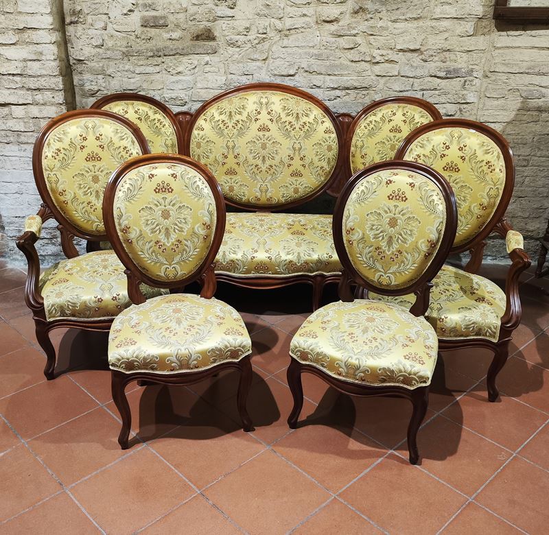 Divano, due poltrone e due sedie, Luigi Filippo sec. XIX