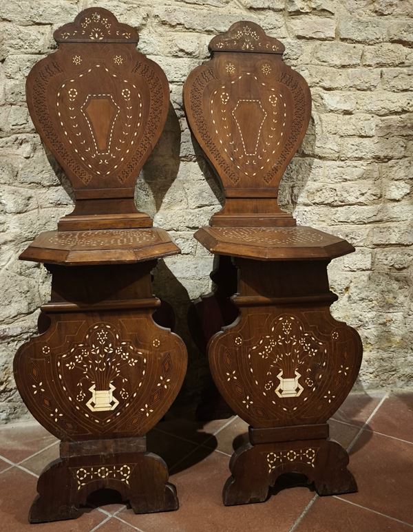 Coppia di sgabelli, sec. XIX