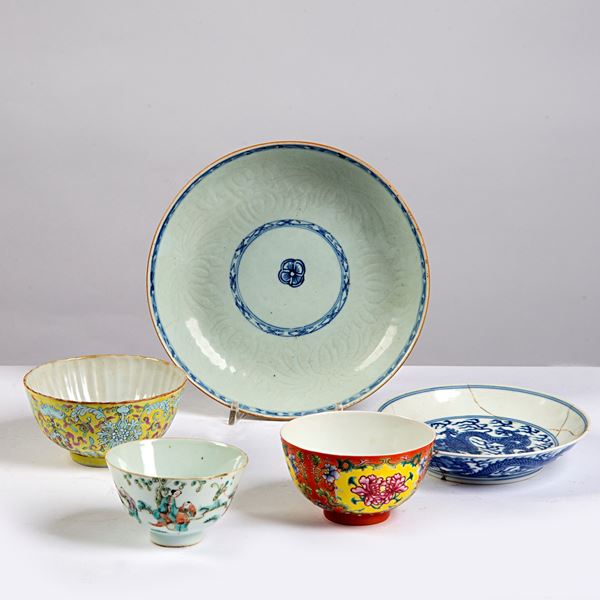 



Due piatti, tre tazze, arte orientale, sec. XIX e XX