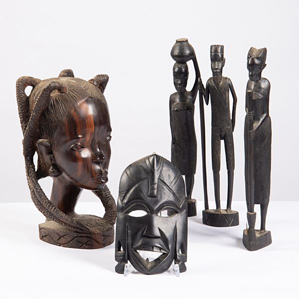 



Cinque fra sculture e maschere africane, sec. XX 