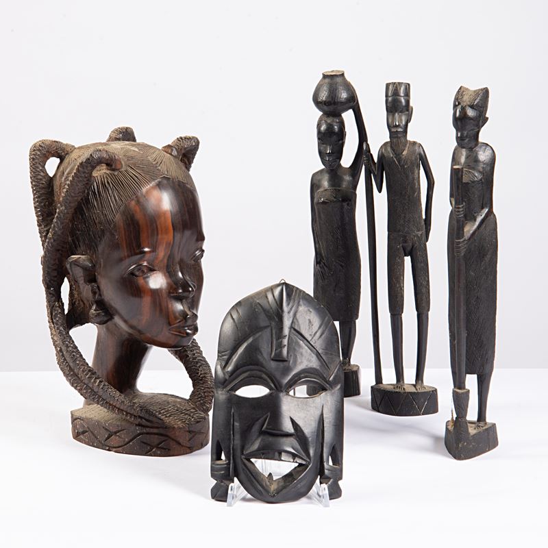 Cinque fra sculture e maschere africane, sec. XX