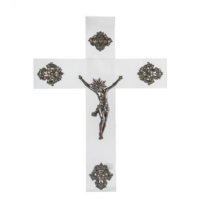 Cristo, scultura in argento e decorazioni in argento sbalzato, XVIII secolo