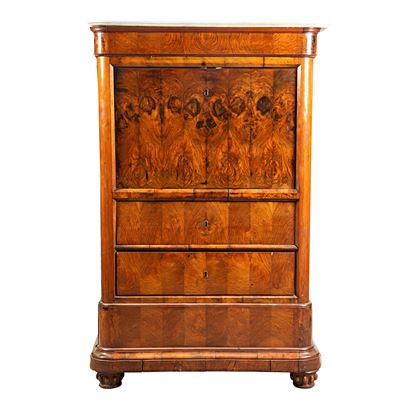 Secretaire del XIX secolo in noce con piano in marmo