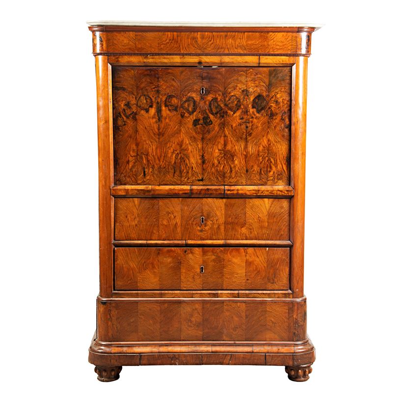 Secretaire del XIX secolo in noce con piano in marmo