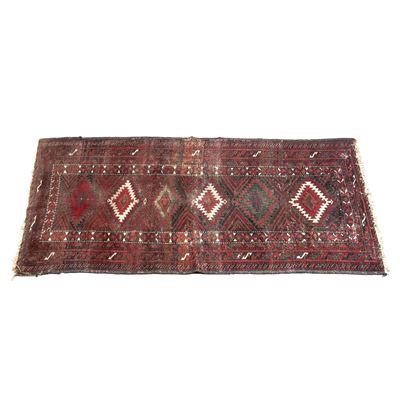Tappeto persiano Bukara, fondo rosso, cm 197x96