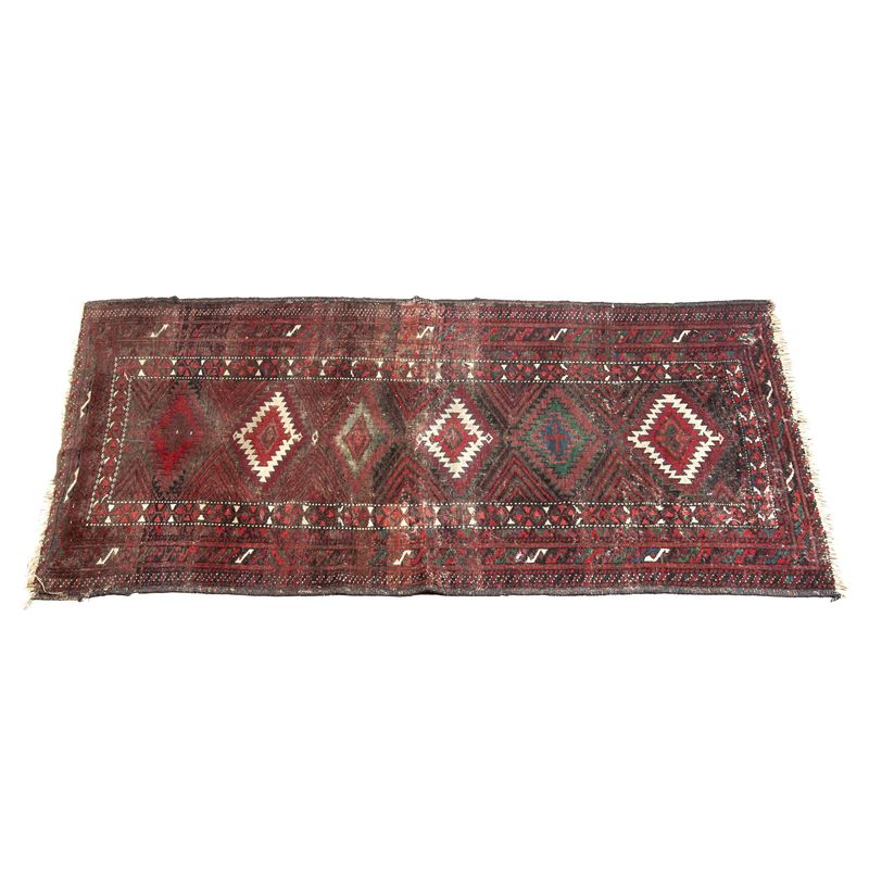 Tappeto persiano Bukara, fondo rosso, cm 197x96