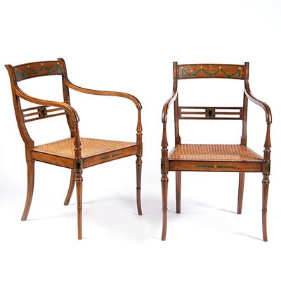 Poltroncine, Inghilterra, rovere filettato, canneté, inizio XX secolo