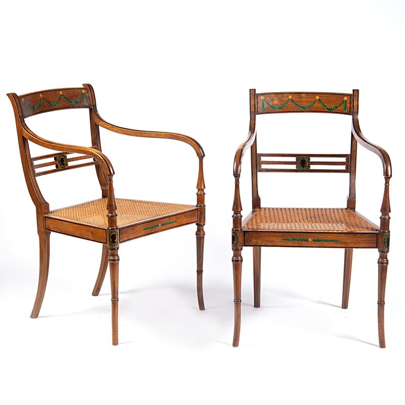 Poltroncine, Inghilterra, rovere filettato, canneté, inizio XX secolo