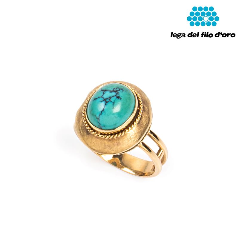 ANELLO IN ORO GIALLO 18KT E TURCHESE