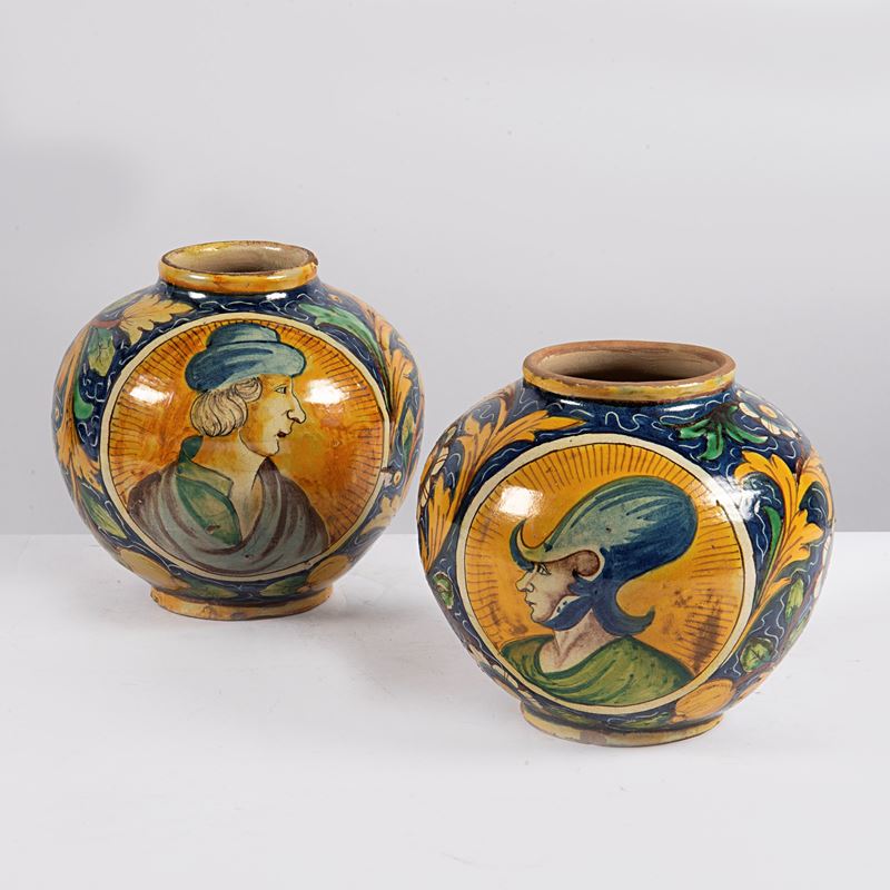 Coppia di Vaso a Boccia, Caltagirone, Sec. XIX