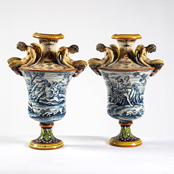 Coppia di vasi a muro, prima metà sec. XX