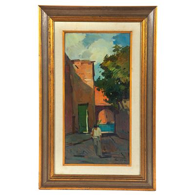 Piero Marchi, Lo scivolo e La fonte (coppia di dipinti), olio su faesite