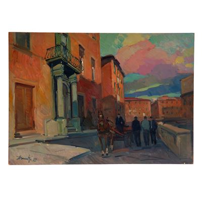 Piero Marchi, Scali Rosciano e In banditella, coppia di dipinti ad olio su faesite