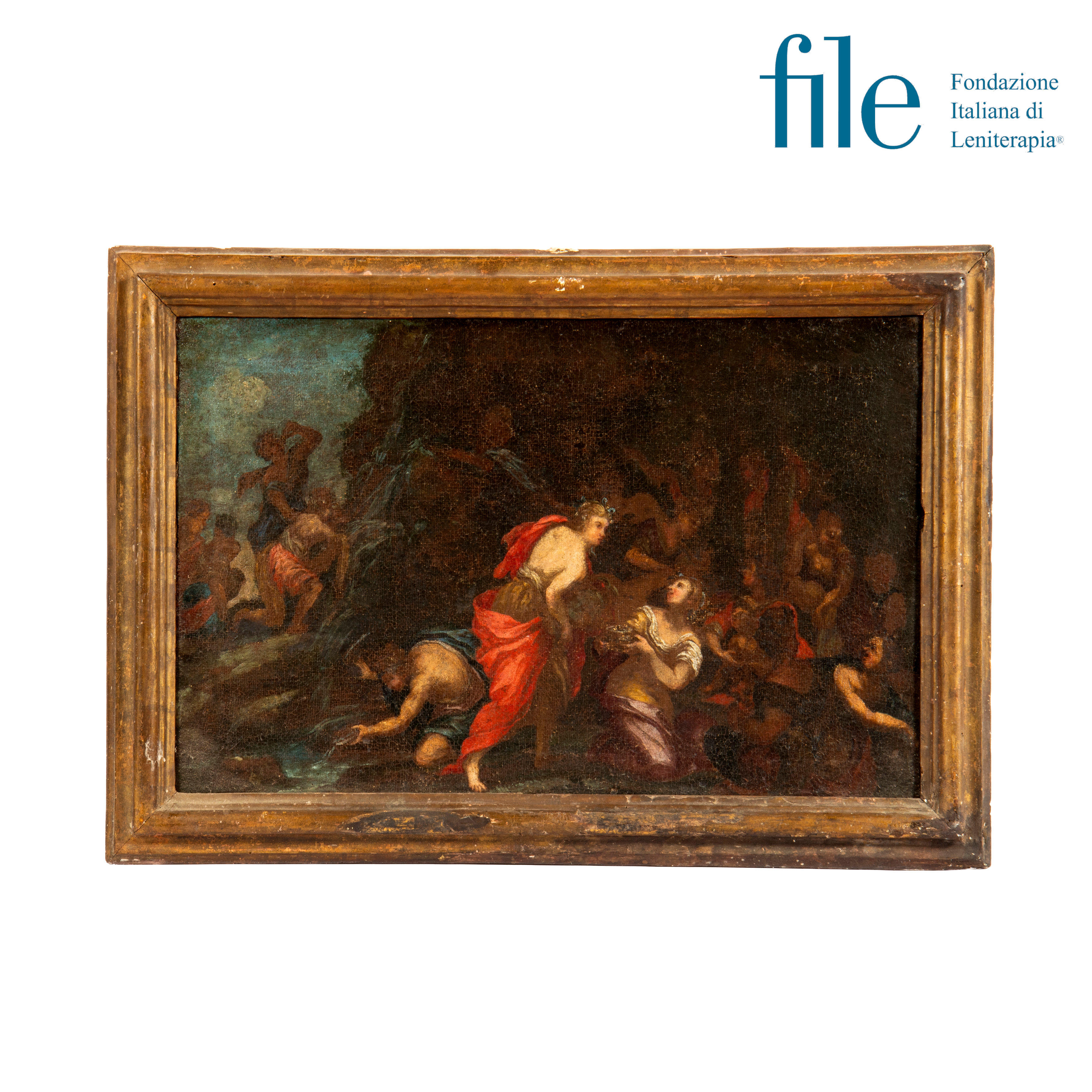 Scuola italiana, sec. XVIII, Giacobbe che benedice i figli e Mosè fa scaturire l'acqua dalla rocc...