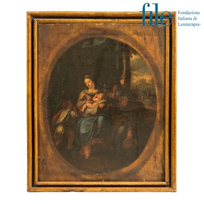 Scuola italiana, Sacra Famiglia, olio su tela, cm 80x64, sec. XVIII