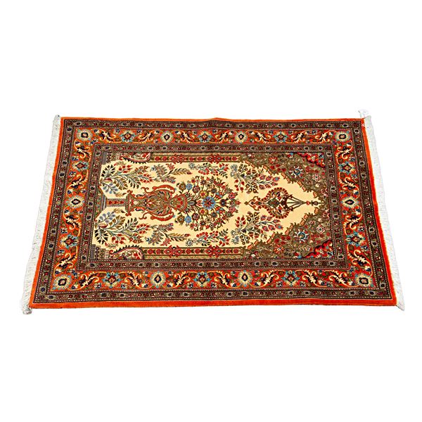 Tappeto persiano Qum kork, sec. XX 