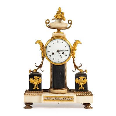 Orologio da tavolo in lavagna e onice, Francia, inizi XX secolo