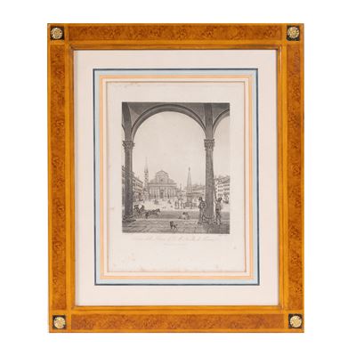 F. Moritz, Angeli - Veduta di Piazza Santa Maria Novella, acquaforte