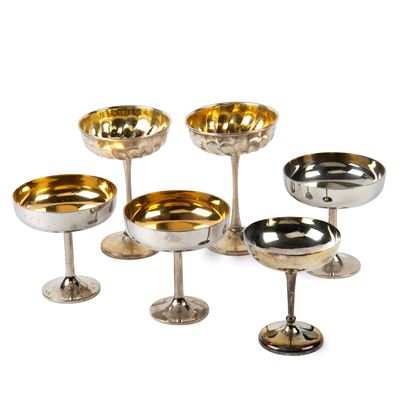 Set di coppe da gelato in metallo argentato e dorato, 14 pezzi