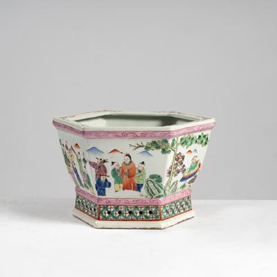 Cachepot cinese, porcellana policroma, sec. XX