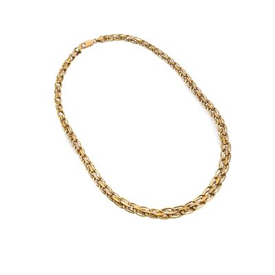 Girocollo in oro giallo 18kt, maglie piatte intrecciate