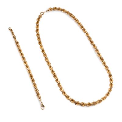 Collana e bracciale in oro giallo 18Kt a maglia torchon