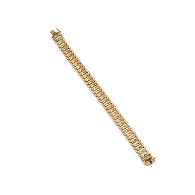 Bracciale in oro giallo 18 kt, fascia alta con maglie snodabili