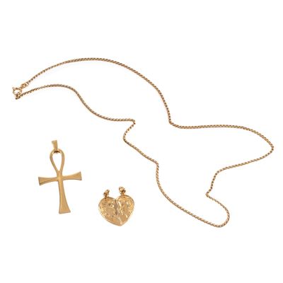 Collana e due pendenti in oro giallo 18kt