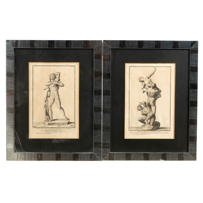 Scuola italiana, Secolo XIX, Monumenti, quattro stampe su carta