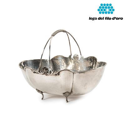 Cestina in Argento, Secolo XX, Forma Ovale, cm 23x16x16