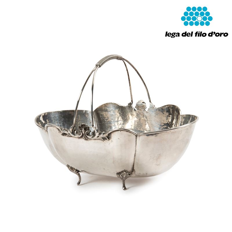 Cestina in Argento, Secolo XX, Forma Ovale, cm 23x16x16