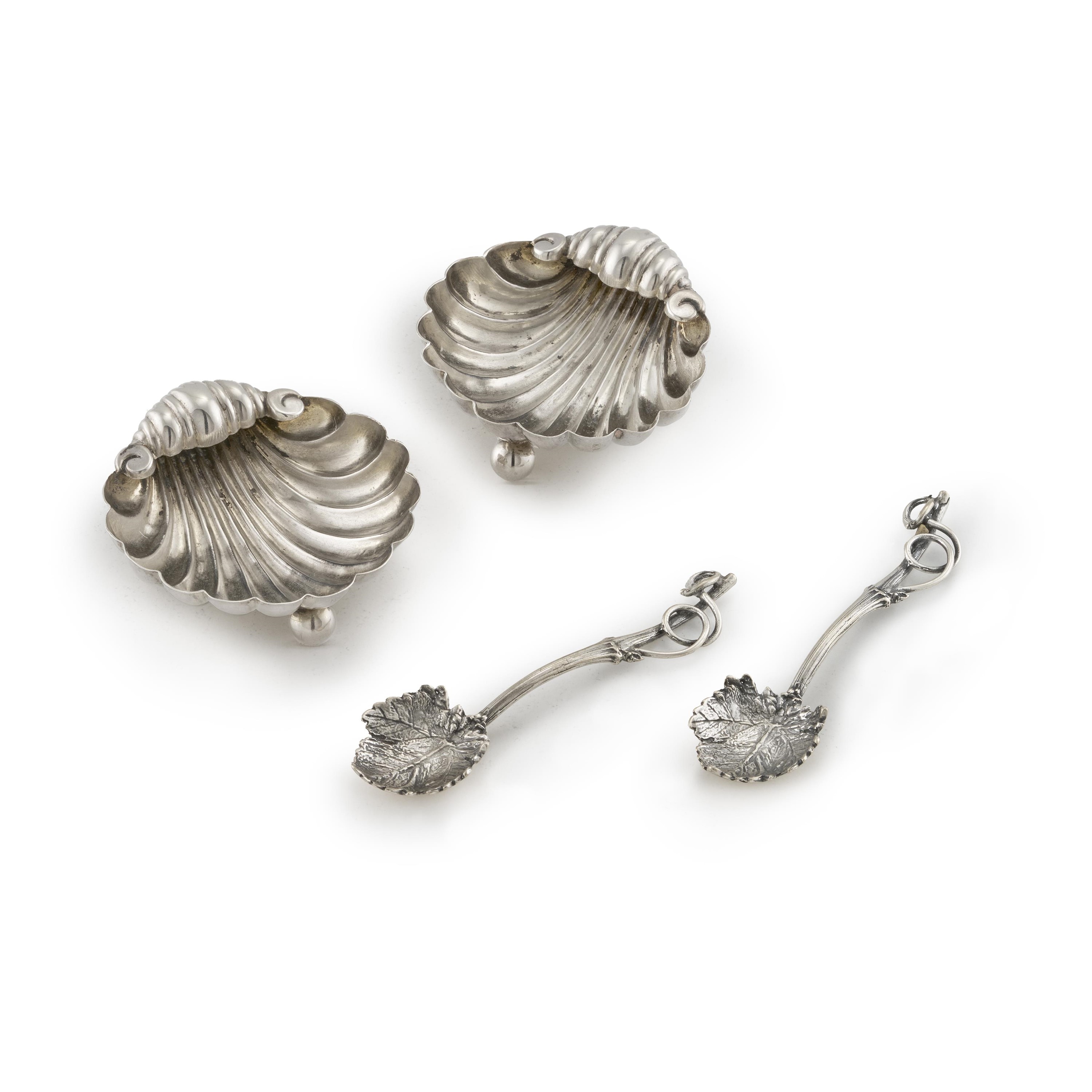 William Henry Leather e Mitchell Bosley & Co, Sei saliere in argento sterling, Birmingham, 1893 e...