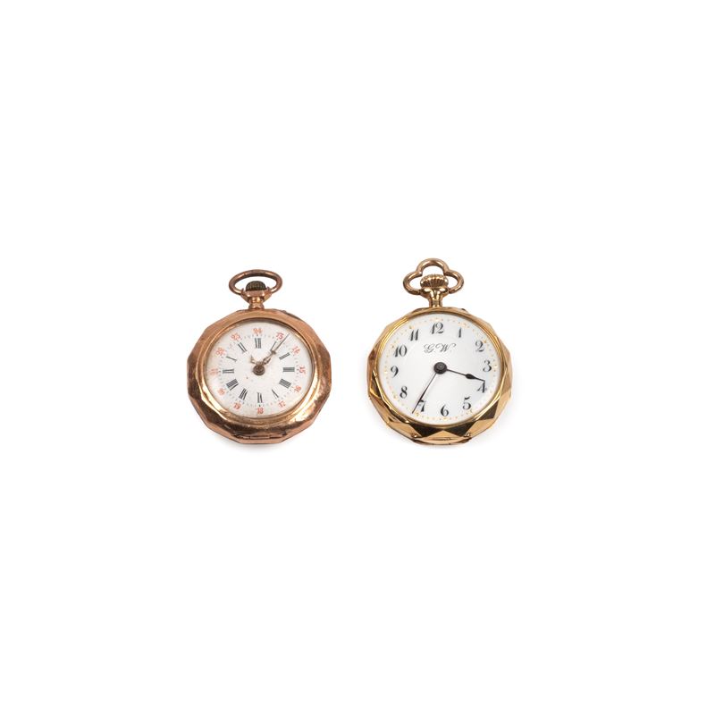 Orologio da taschino in oro giallo 18kt, cassa diametro mm 26