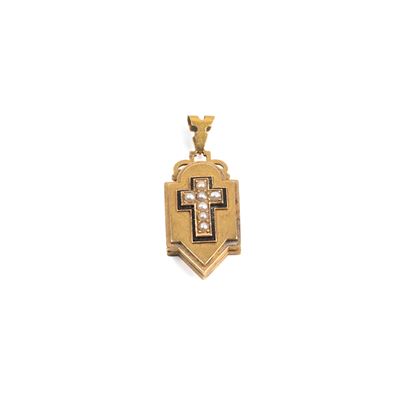 Pendente porta reliquia, oro 18kt, forma sagomata