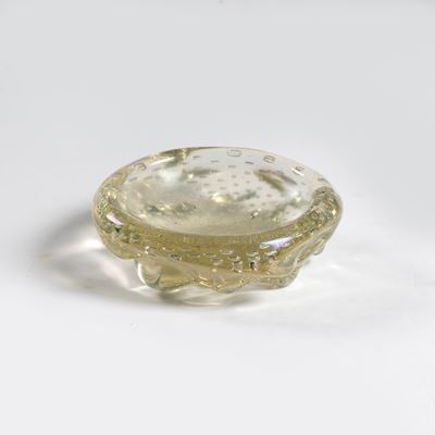 Posacenere in vetro incolore, Murano, XX secolo