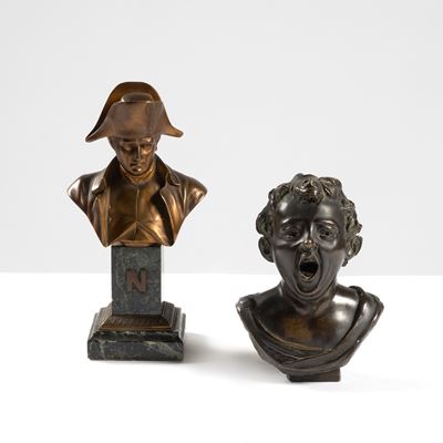 Busto raffigurante bambino, bronzo, sec. XIX, altezza 19 cm