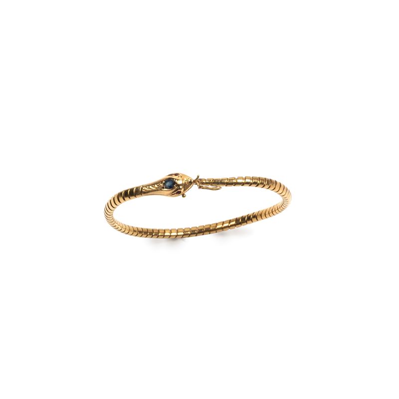 BRACCIALE SEMIRIGIDO IN ORO GIALLO 18KT E RUBINI