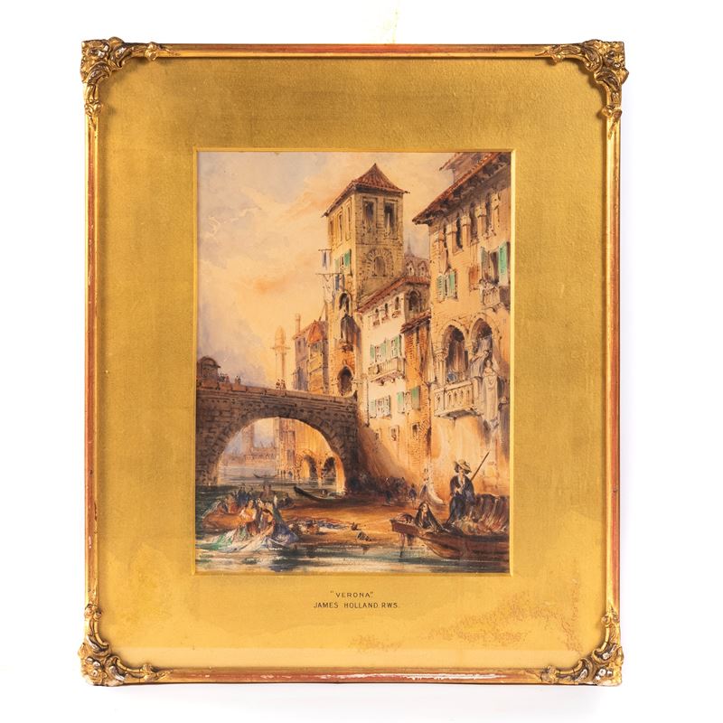 James Holland, Verona - Acquerello su carta