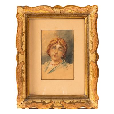 G. A. Pappalardo, Ritratto femminile, acquerello su carta