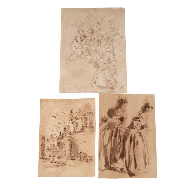 Scuola italiana, Secolo XVIII, Tre disegni su carta